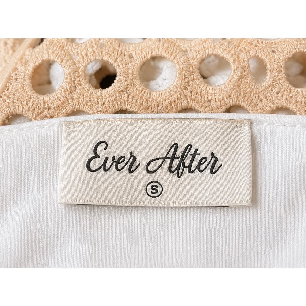 Ever After Crochet Eyelet Fringe Dress in Tan Size Small - Picture 6 of 6